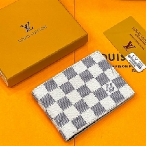 Best Price Lv Men Wallet with White Check design  